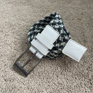 Under Armour Belt Mens White & Gray Woven Cord Sport Casual Braided Athletic